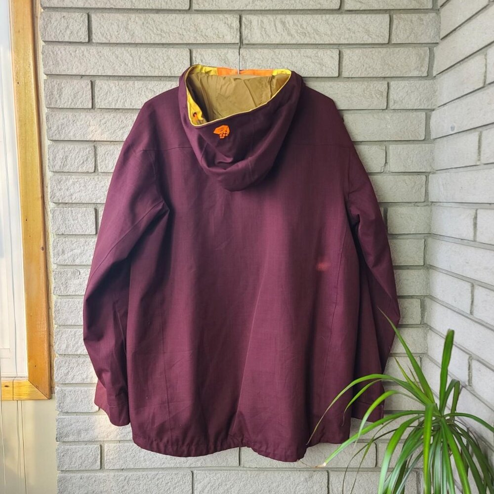 'Mountain Hardwear' burgundy/yellow waterproof hooded shell jacket men's M - Picture 2 of 4